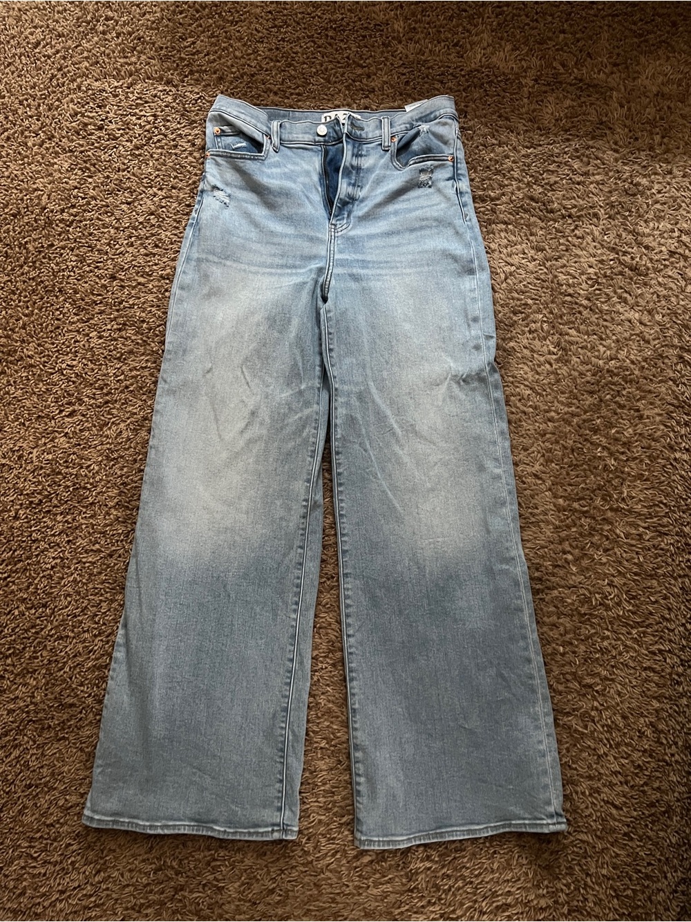 High-Rise Light Blue Wide-Leg Jeans for Women